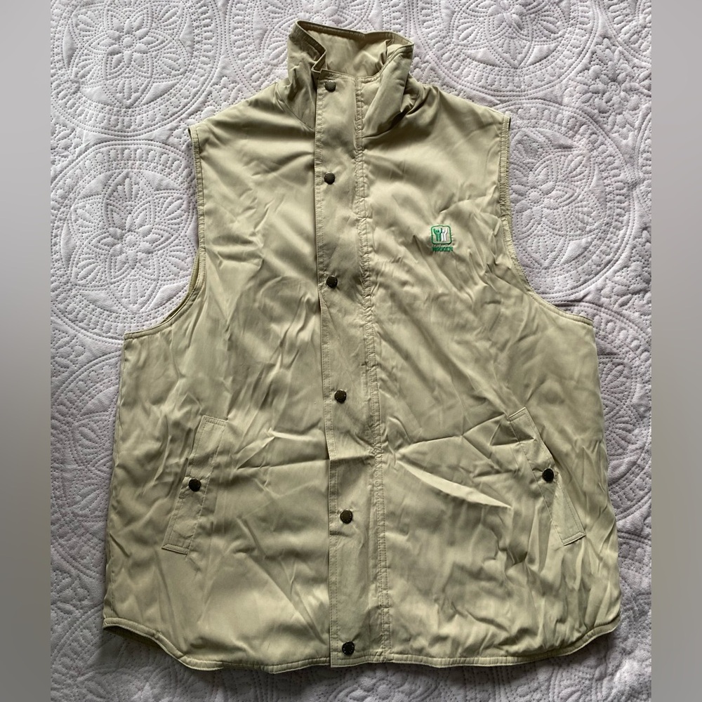 Nikken Thermowear Magnetic Therapy Vest Beige Khaki Large Full Zip Snap